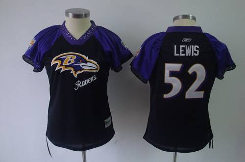 Ravens #52 Ray Lewis Black 2011 Women's Field Flirt Stitched NFL Jersey
